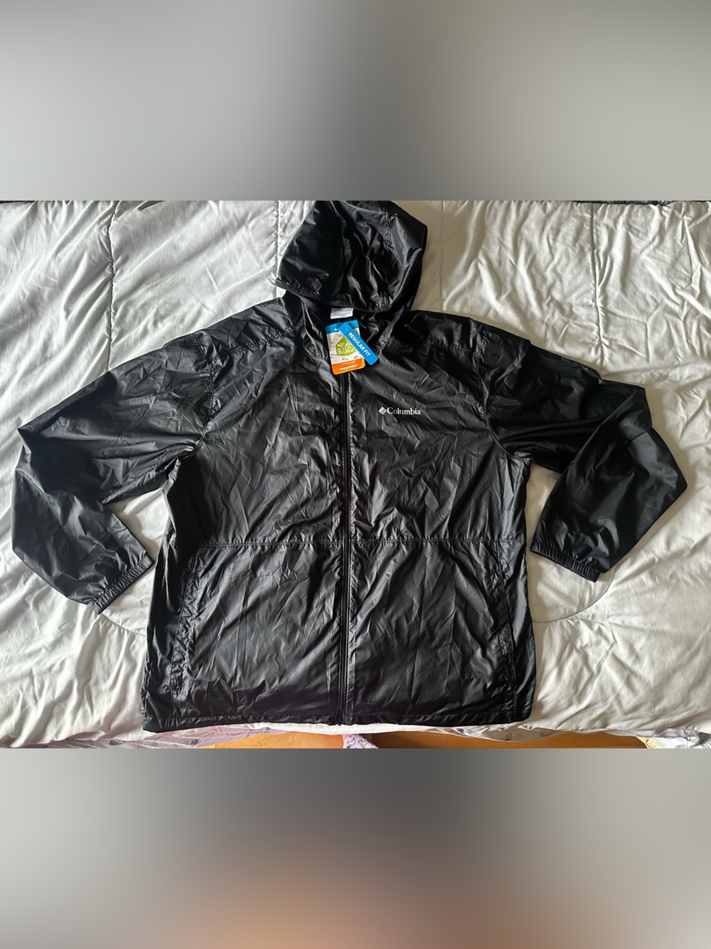 NWT Columbia Men's Black Hooded Rain Jacket